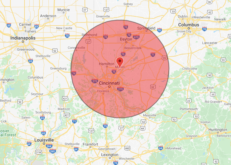 50 Mile Radius Map